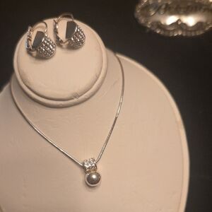 Brighton Silver Pendant Necklace with Matching Silver Hoop Earrings
